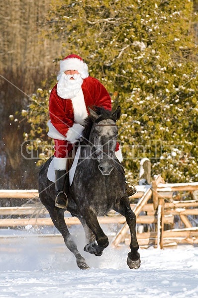 Santa Claus riding a horse