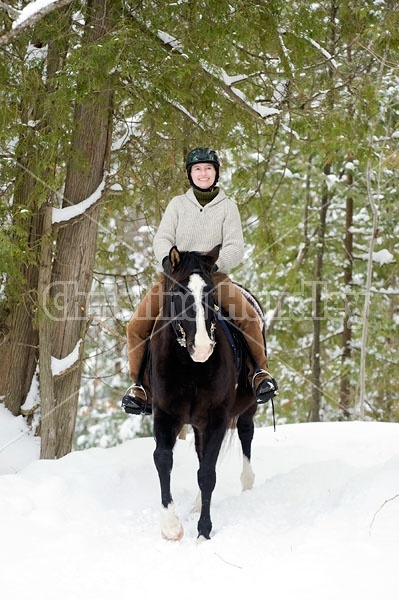 Horseback riding in the snow in Ontario Canada