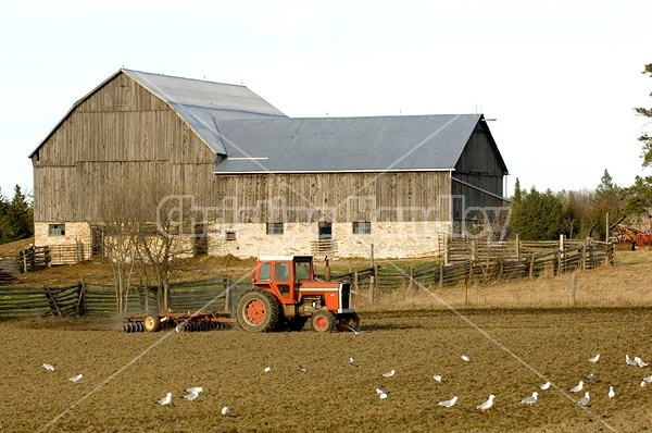 Farmer working a field in the springtime