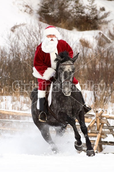 Santa Claus riding a horse