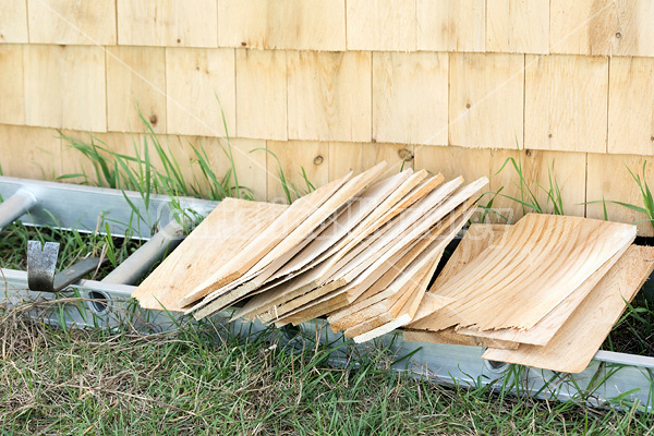 Wooden cedar shingles