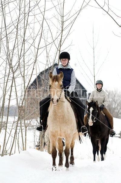 Horseback riding in the snow in Ontario Canada