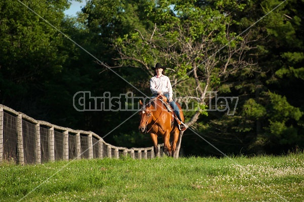 Young woman trail riding in Ontario Canada