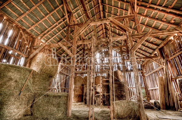 Inside old barn hayloft