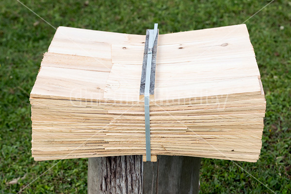 Bundle of wooden cedar shingles
