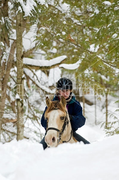 Horseback riding in the snow in Ontario Canada