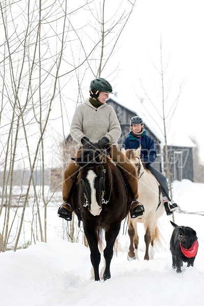 Horseback riding in the snow in Ontario Canada