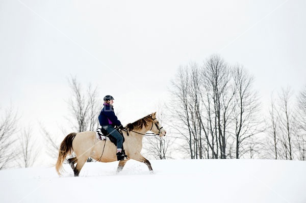 Horseback riding in the snow in Ontario Canada