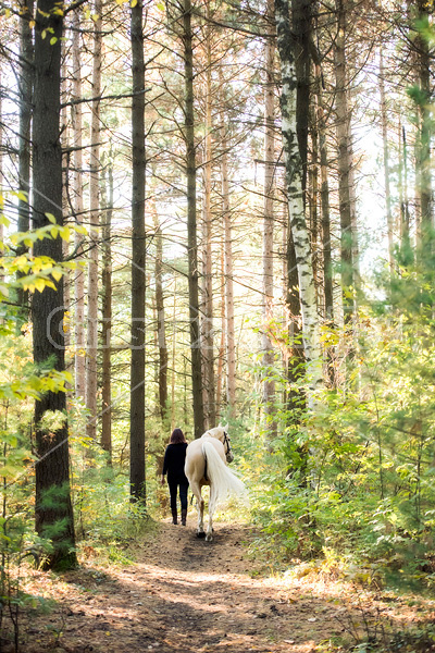 Woman with a palomino horse