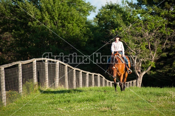 Young woman trail riding in Ontario Canada