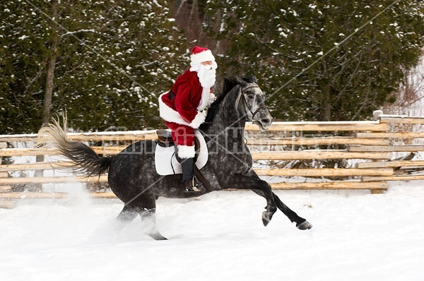 Santa Claus riding a horse