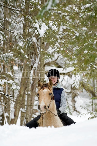 Horseback riding in the snow in Ontario Canada