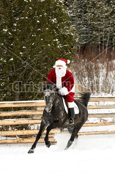 Santa Claus riding a horse