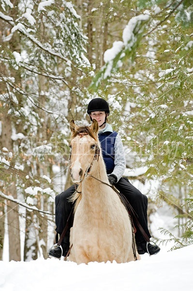 Horseback riding in the snow in Ontario Canada