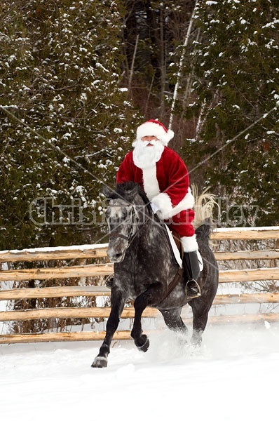 Santa Claus riding a horse