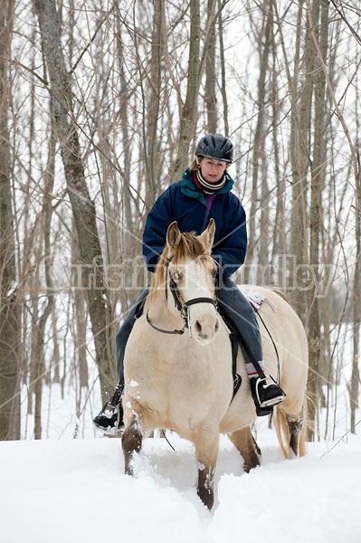 Horseback riding in the snow in Ontario Canada