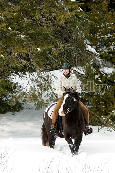 Horseback riding in the snow in Ontario Canada