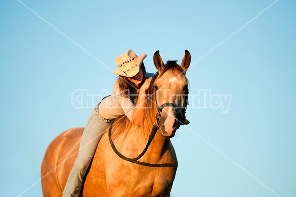 Teenage girl riding bareback