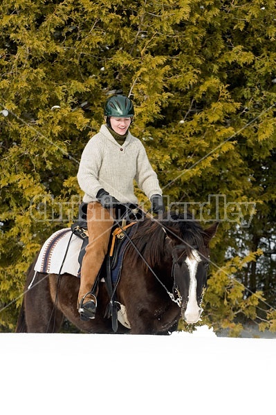 Horseback riding in the snow in Ontario Canada