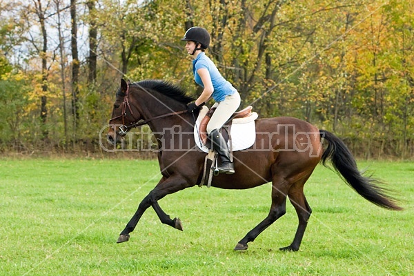 Young woman horseback riding