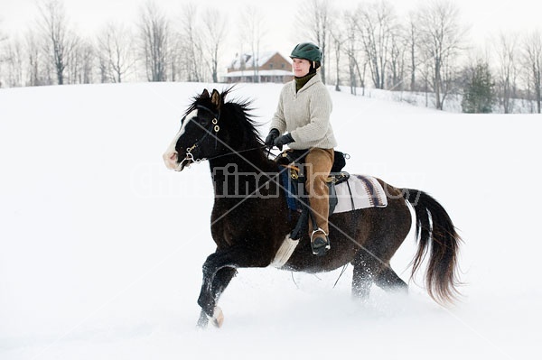 Horseback riding in the snow in Ontario Canada