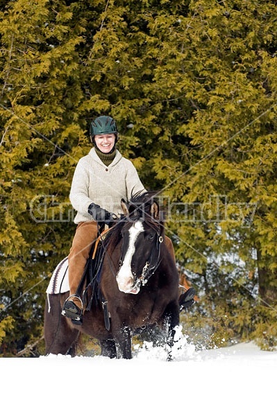 Horseback riding in the snow in Ontario Canada