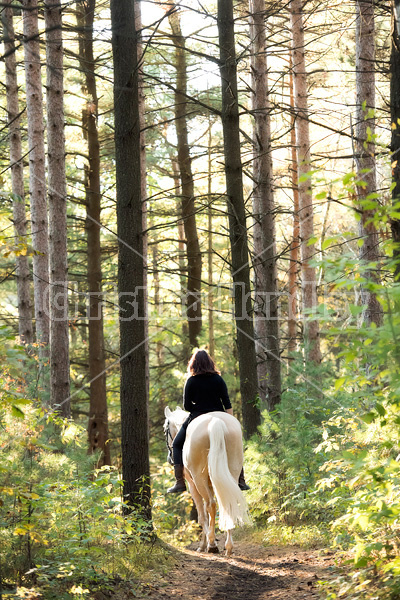 Woman riding a palomino horse