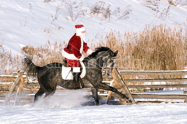 Santa Claus riding a horse