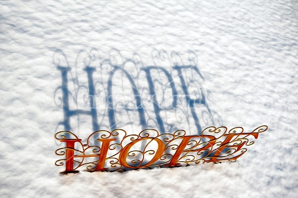 Hope sign sitting in snow