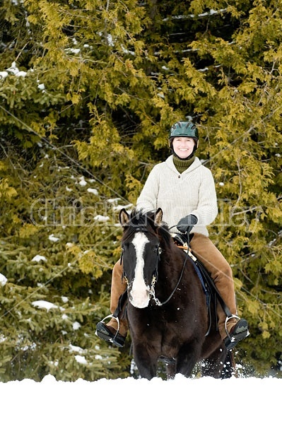 Horseback riding in the snow in Ontario Canada