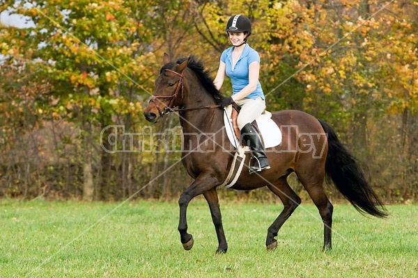 Young woman horseback riding