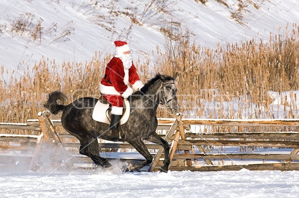 Santa Claus riding a horse