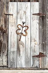 Hand crafted butterfly garden ornament made out of  recycled and repurposed farm tools and machinery parts