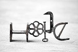 Hand crafted hope art sign made out of recycled or repurposed farm tools and machinery parts then welded together