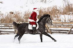 Santa Claus riding a horse