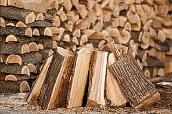 Firewood cut, split and stacked