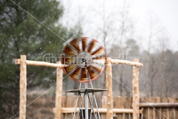 Windmill in barn yard