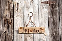 Hand crafted Friends art sign made out of wood and recycled or repurposed farm tools and machinery parts