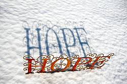 Hope sign sitting in snow