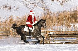Santa Claus riding a horse